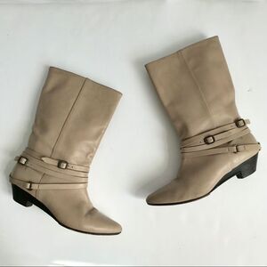 Frye Women’s Calf Length Beige Leather Boots 7M